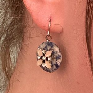 Blue Marbled Dangle Earrings